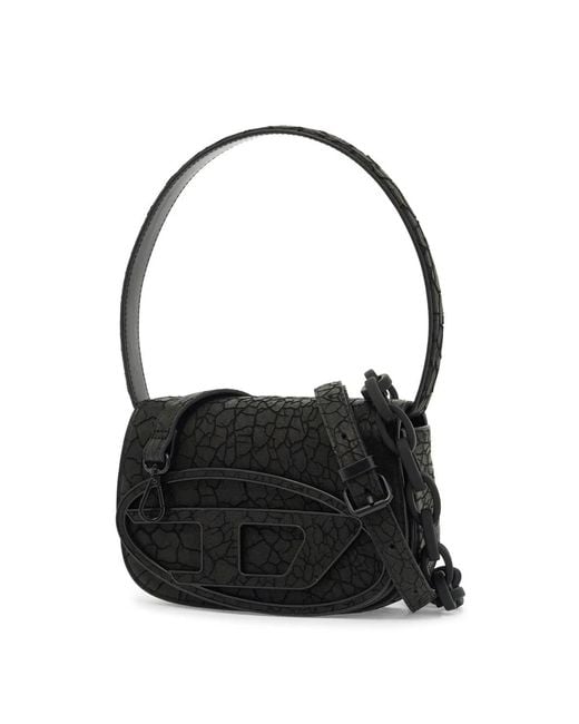 DIESEL Black 1Dr Leather Shoulder Bag With Dry Finish