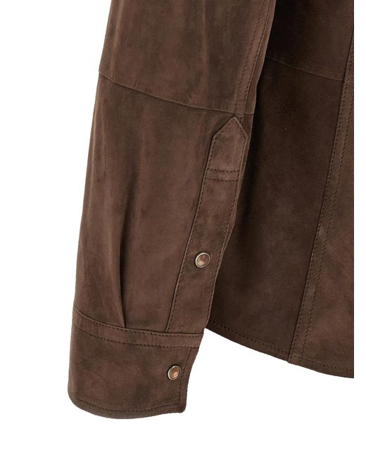 Brunello Cucinelli Brown Lamb Leather Blouse for men