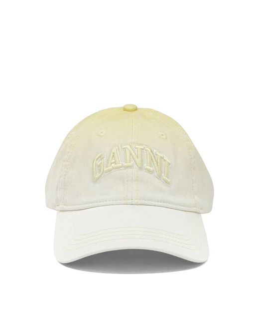 Ganni White Baseball Cap With Logo