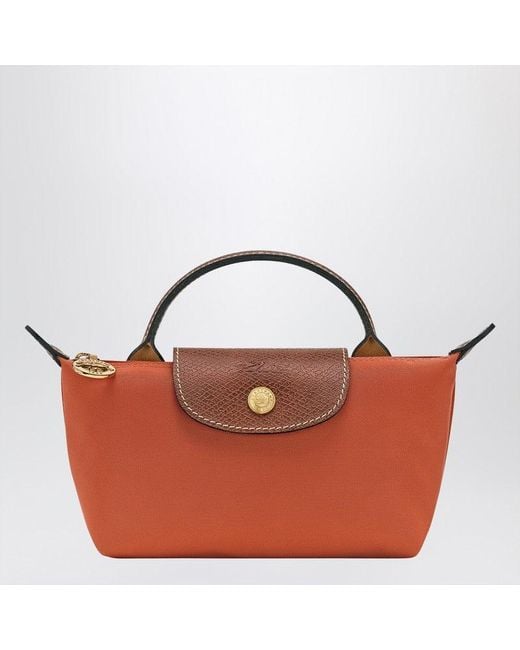 Longchamp Le Pliage Original Brick-Coloured Clutch Bag