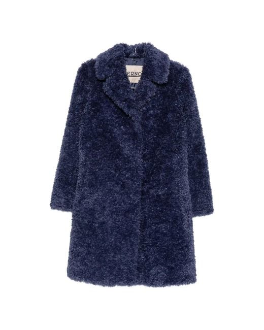 Herno Blue Faux-Fur Lapel-Collar Coat