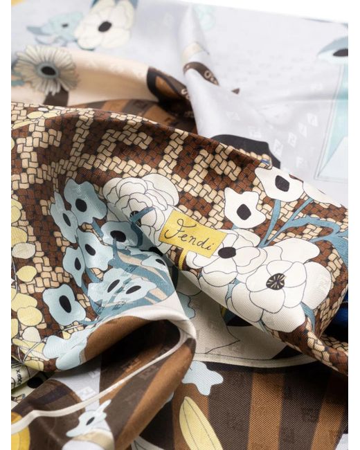 Fendi White Gardening Scarf