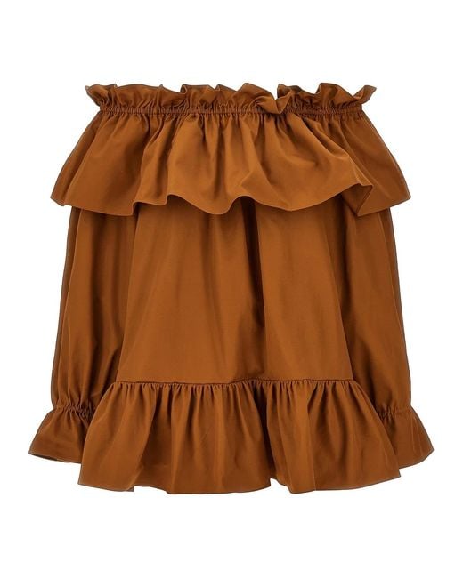 Saint Laurent Brown Flounces Mini Dress