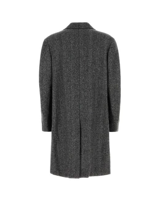 Givenchy Black Embroidered Wool Blend Coat for men