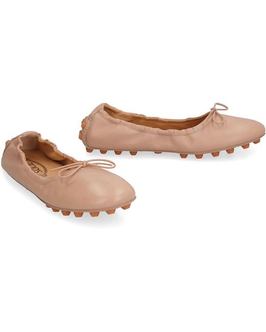 Tod's Pink Skin Leather Bubble Ballerinas