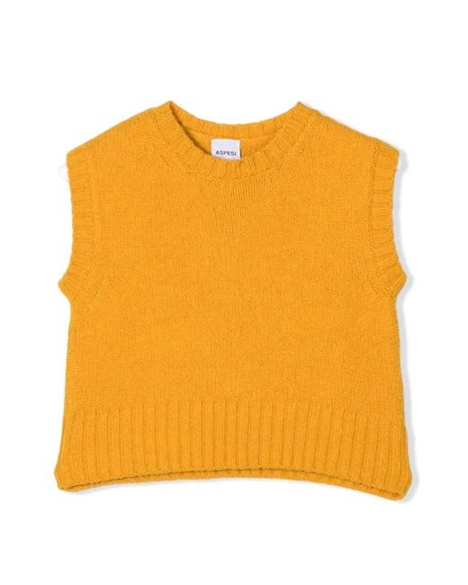 Aspesi Orange Mini Tricot Vest For Girls