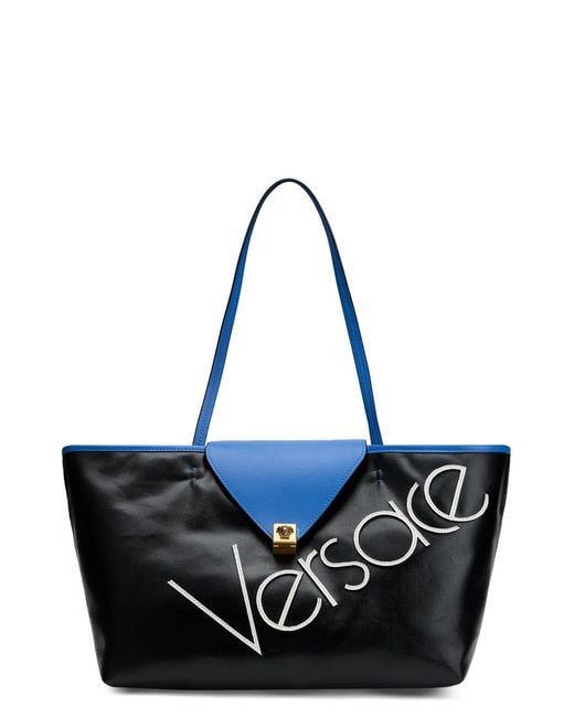Versace Black Tote Bag With Writing