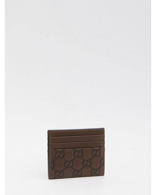 Gucci Brown Gg Emblem Card Holder for men