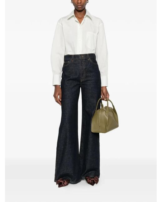 Victoria Beckham White Vb Embroidery Cropped Shirt