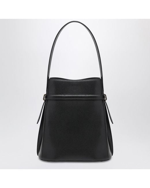 Totême Black Belted Leather Bucket Bag