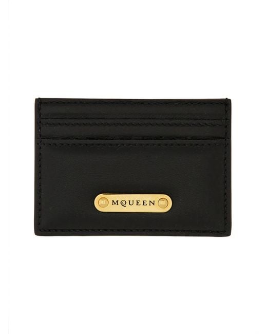 McQueen Black Leather Card Holder
