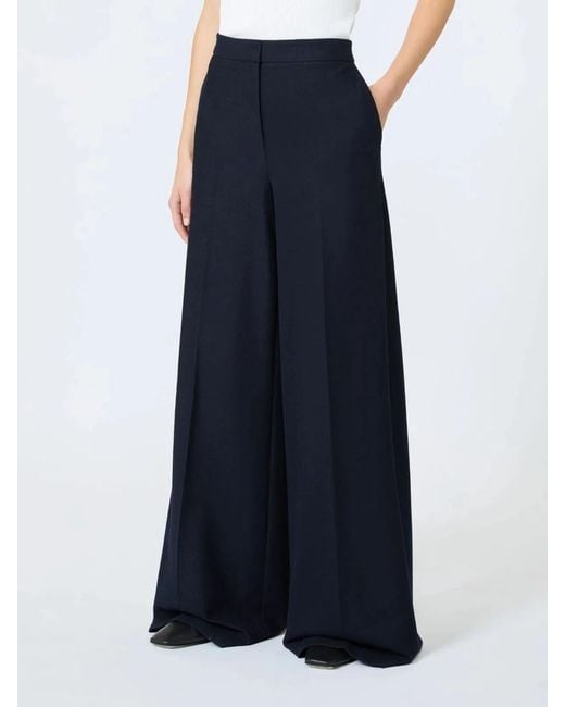 Max Mara Blue Wide-Fit Piqué Jersey Trousers