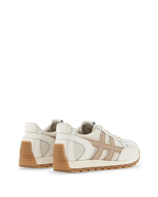 Hogan White Ivory Sneakers With Textured Tongue And Rubber Sole