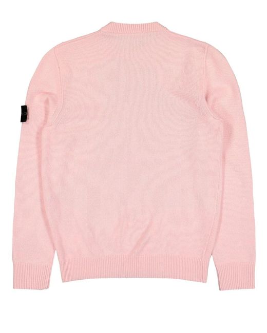 Stone Island Pink Maglione A Girocollo Vestibilità Regular Con Finiture A Costine for men