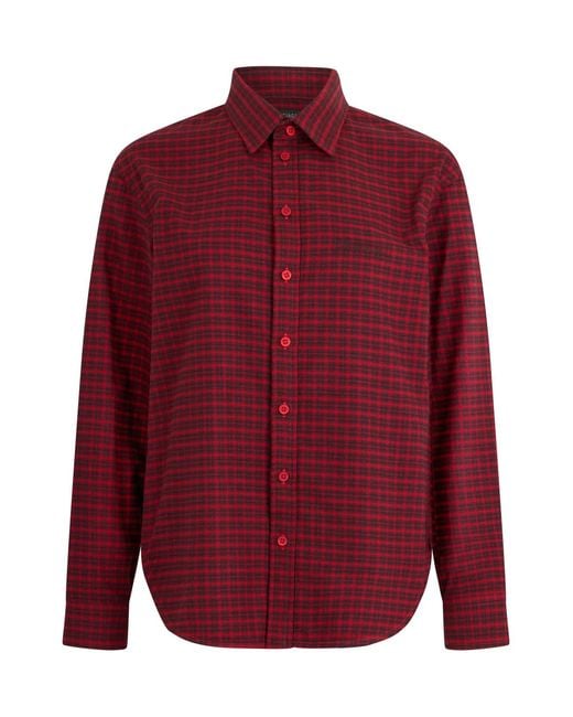 Balenciaga Red Checked Cotton Shirt for men