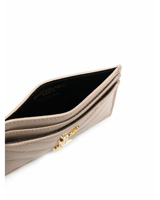 Saint Laurent Natural Monogram Quilted Cardholder