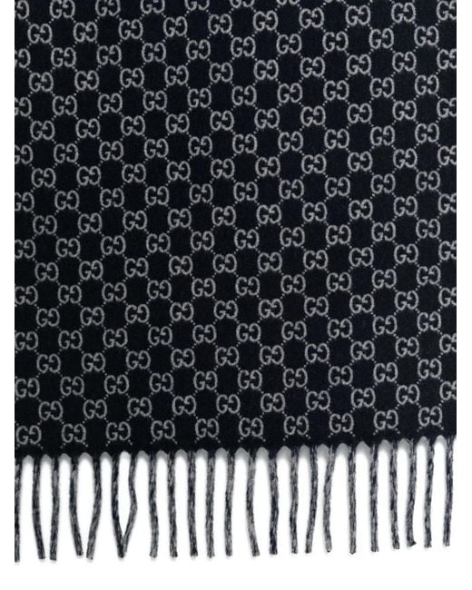 Gucci Blue Gg Wool Cashmere Scarf for men