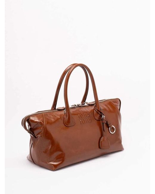 Miu Miu Brown Shiny Leather Bag