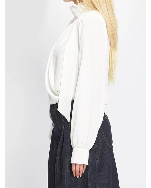 FEDERICA TOSI White Blusa Incrociata Con Sciarpina