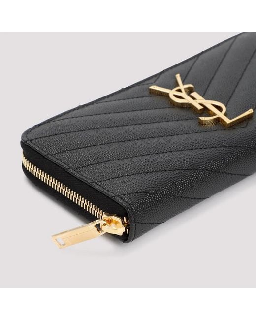 Saint Laurent Black Monogram Zip Around Wallet