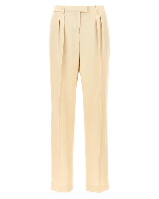 Tom Ford Natural Front Pleated Silk And Wool Pants