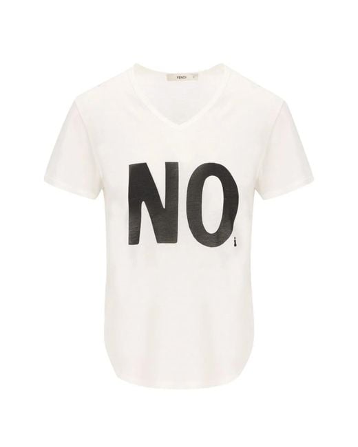 Fendi White No Print Cotton T-Shirt