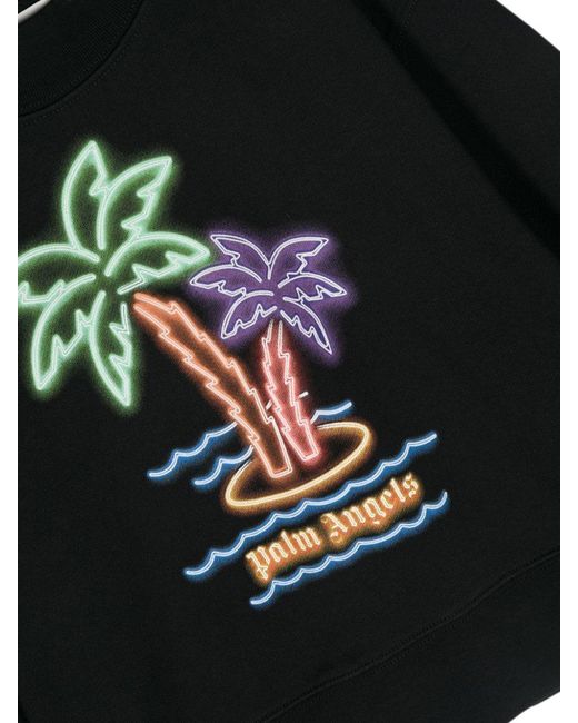 Palm Angels Black Neon Palms Regular Crew