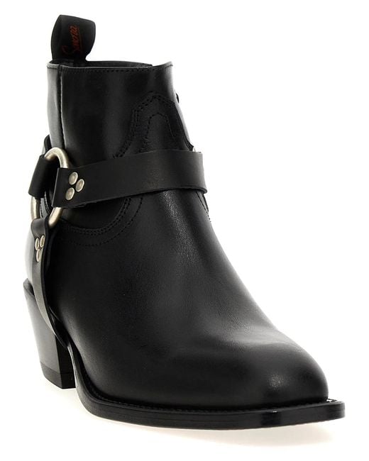 Sonora Boots Black 'Dulce Belt' Ankle Boots
