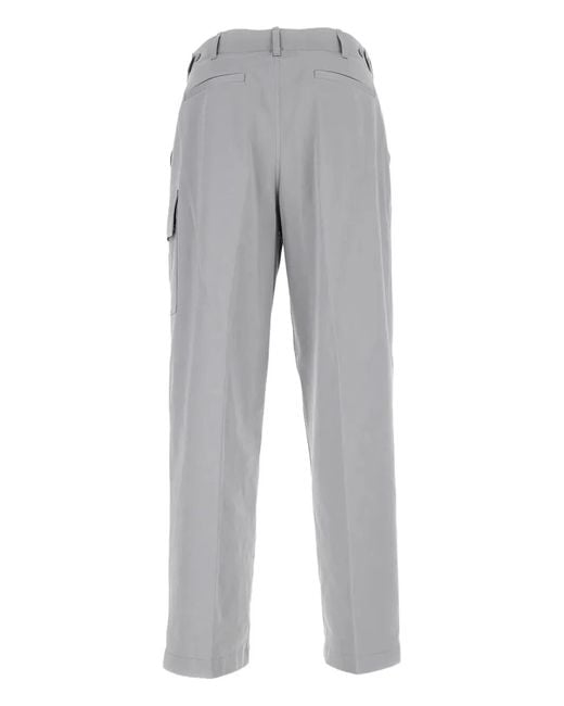 Fendi Gray Gabardine Cargo Trousers With Large Patch Pocket for men