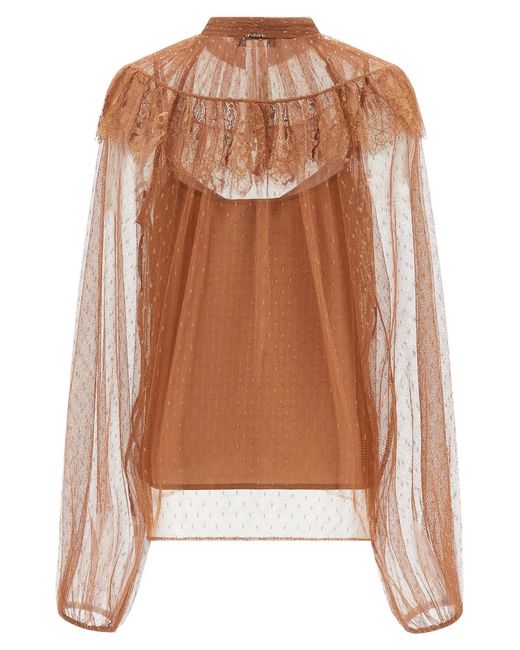 Twinset Brown Twin Set Tulle Plumetis Blouse