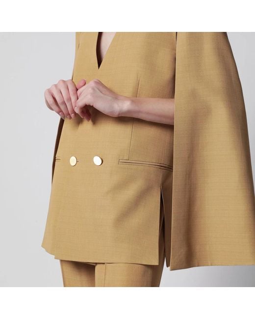 Alberta Ferretti Natural Ochre Double-Breasted Silk Jacket