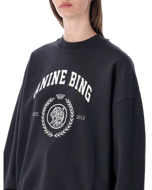 Anine Bing Black Miles Collegiate Sweatshirt Washed