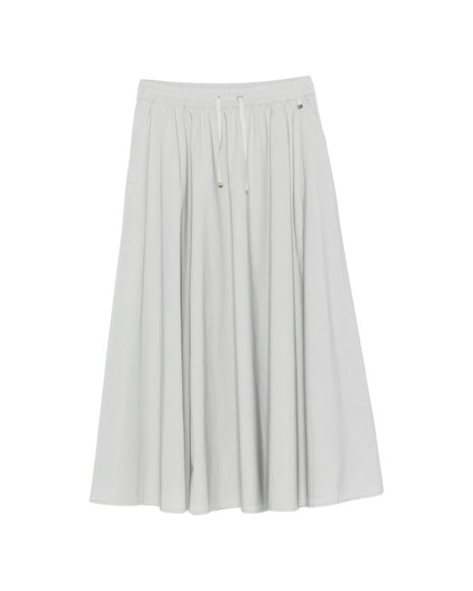 Herno White Drawstring Flared Maxi Skirt
