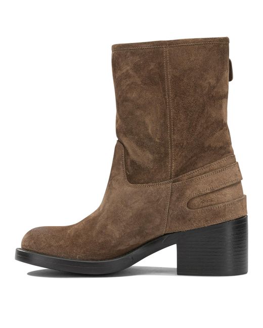 Chloé Brown "Dakota" Pull-On Ankle Boots