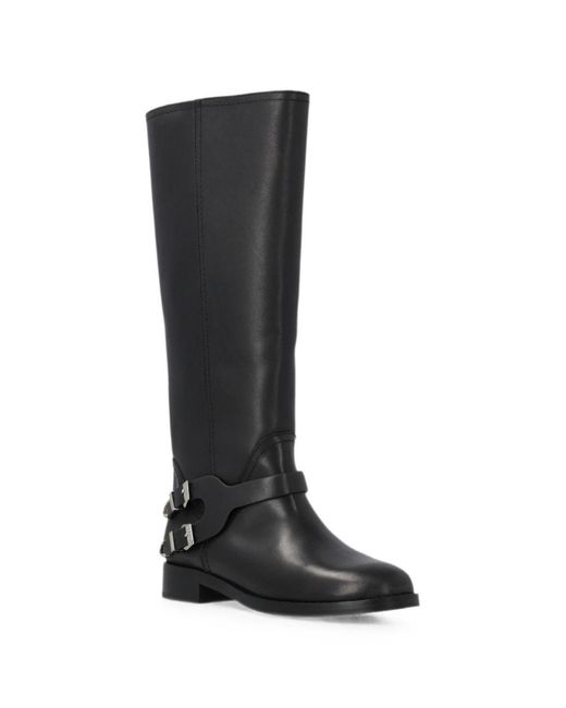 Pinko Black Leather Rubber Boots