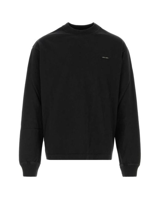 Prada Black Crew Neck Sweatshirt for men