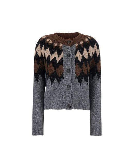 Tela Black Eiko Patterned Knitted Cardigan