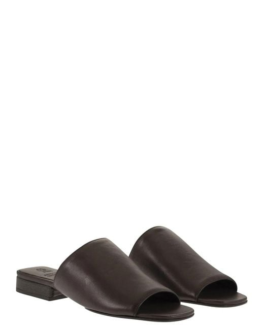 Brunello Cucinelli Brown Riding Calfskin Mules With Jewellery
