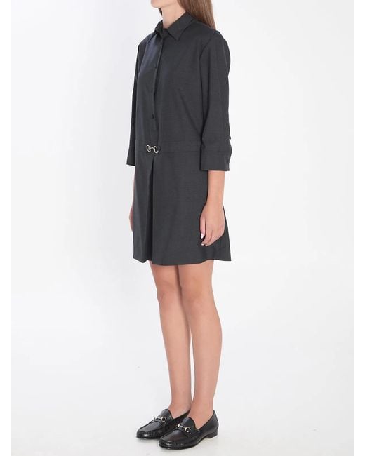 Gucci Black Charcoal Wool Polo Dress