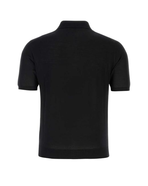 Prada Black Wool Polo Shirt for men
