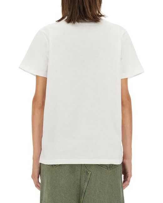 Ganni White Printed Cotton T-Shirt