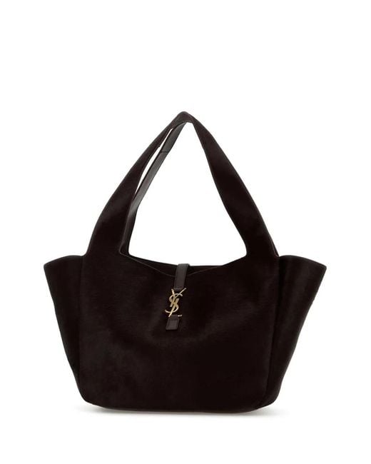 Saint Laurent Black Chocolate Calf Hair Le 5 Ã 7 Bea Shopping Bag