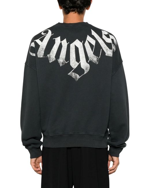 Palm Angels Black Big Neck Logo Loose-Fit Sweatshirt for men