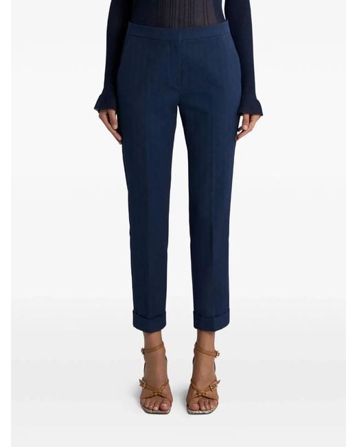 Etro Blue Cotton Elastane Pants