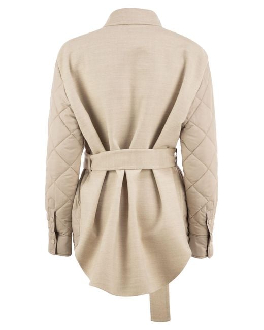 Fabiana Filippi Natural Quilted Jacket With Wool Belt