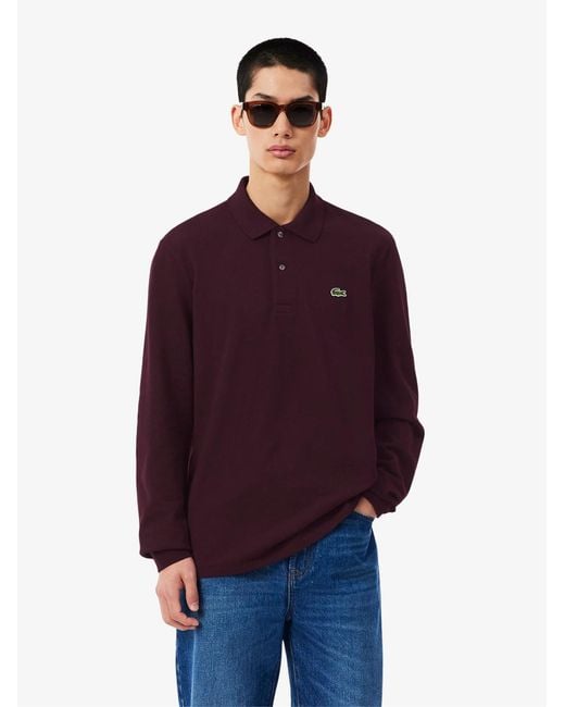 Lacoste Purple Classic Fit Long Sleeve L.12.12 Polo for men