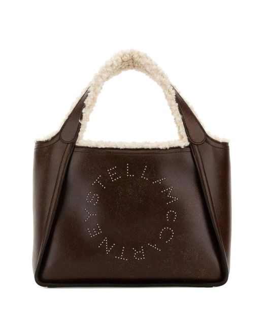 Stella McCartney Brown Round Logo Top Bag
