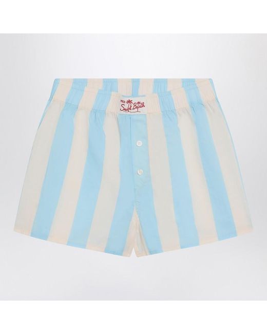 Mc2 Saint Barth Blue Striped Boxy Jr Shorts