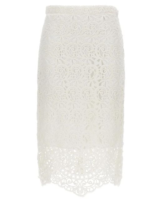 Burberry White Lace Skirt
