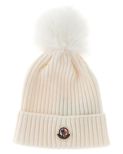 Moncler White Enfant Pon Pon Wool Beanie